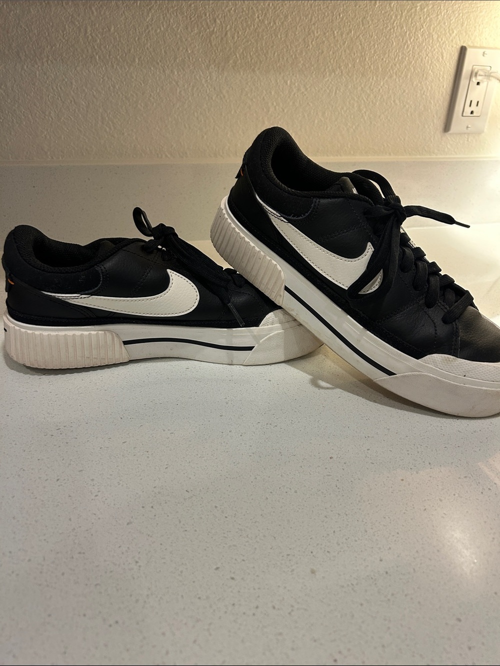 Nike Black and White Platform Low-Top Sneakers